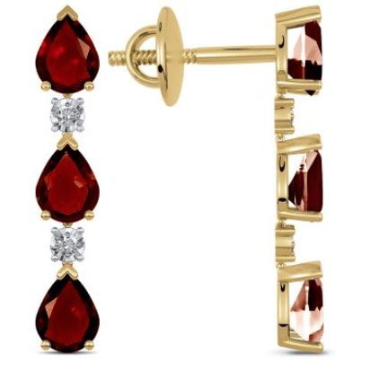 Hamesha diamond & garnet drops in 18K yellow gold