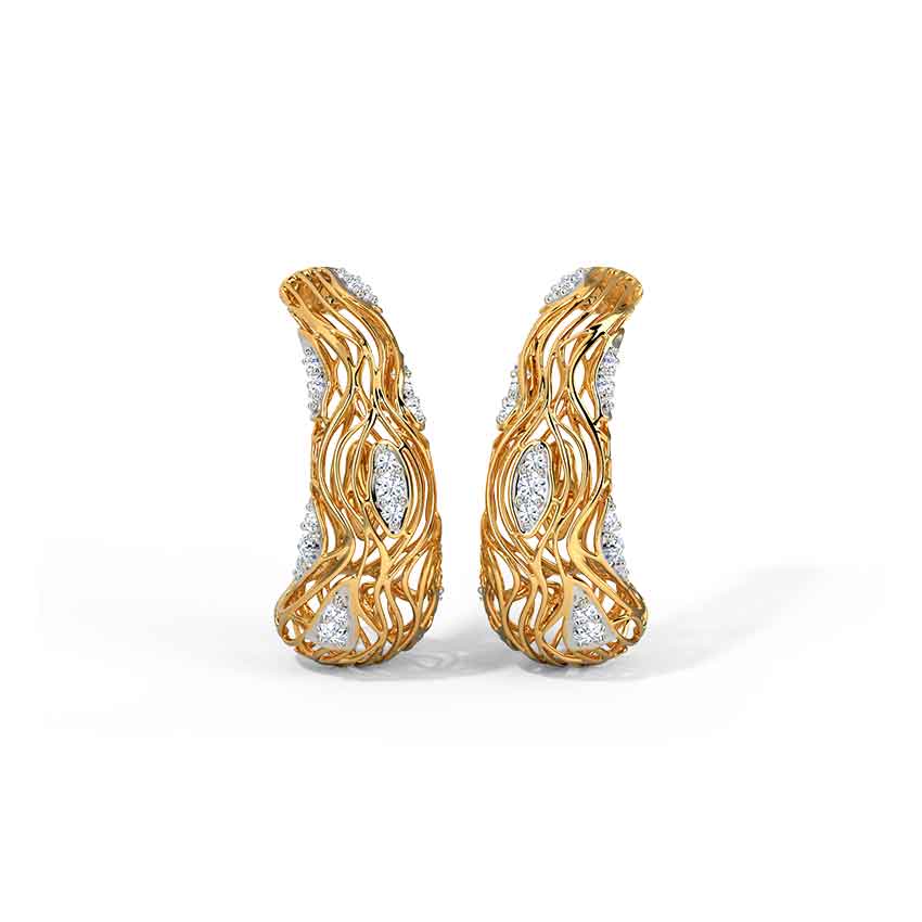 Batino Wood Grain Diamond Hoop Earrings