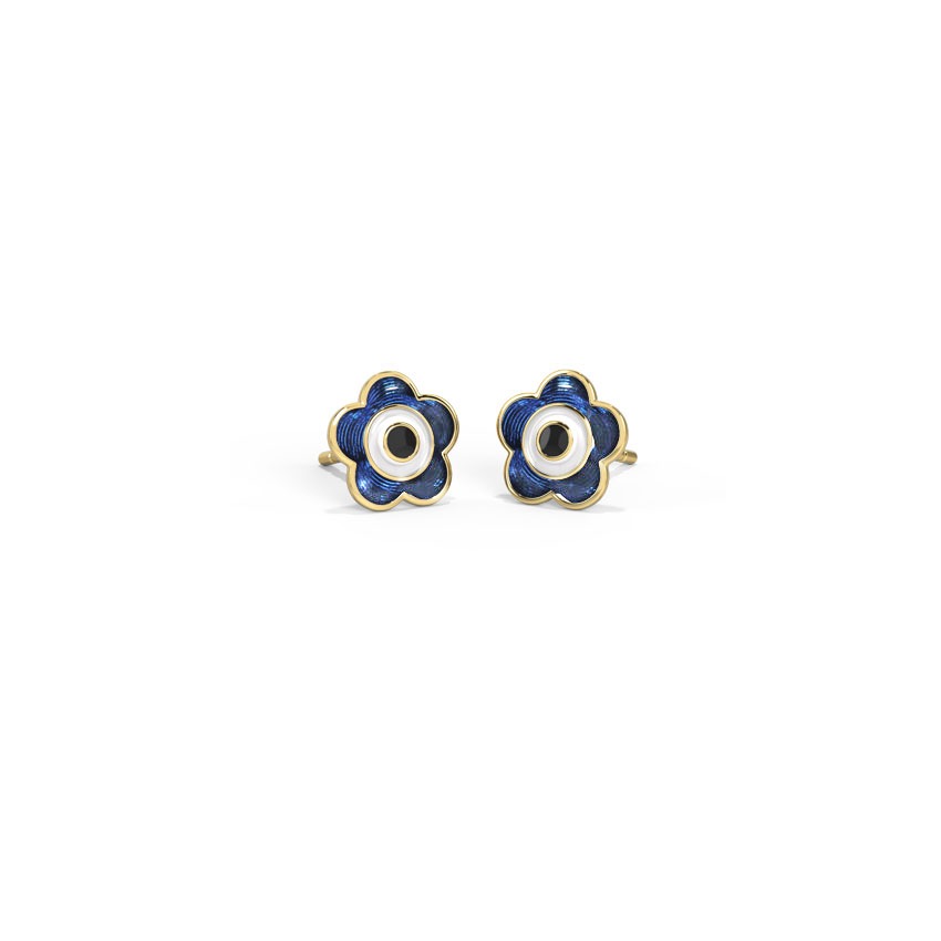 Swish Evil Eye Gold Stud Earrings