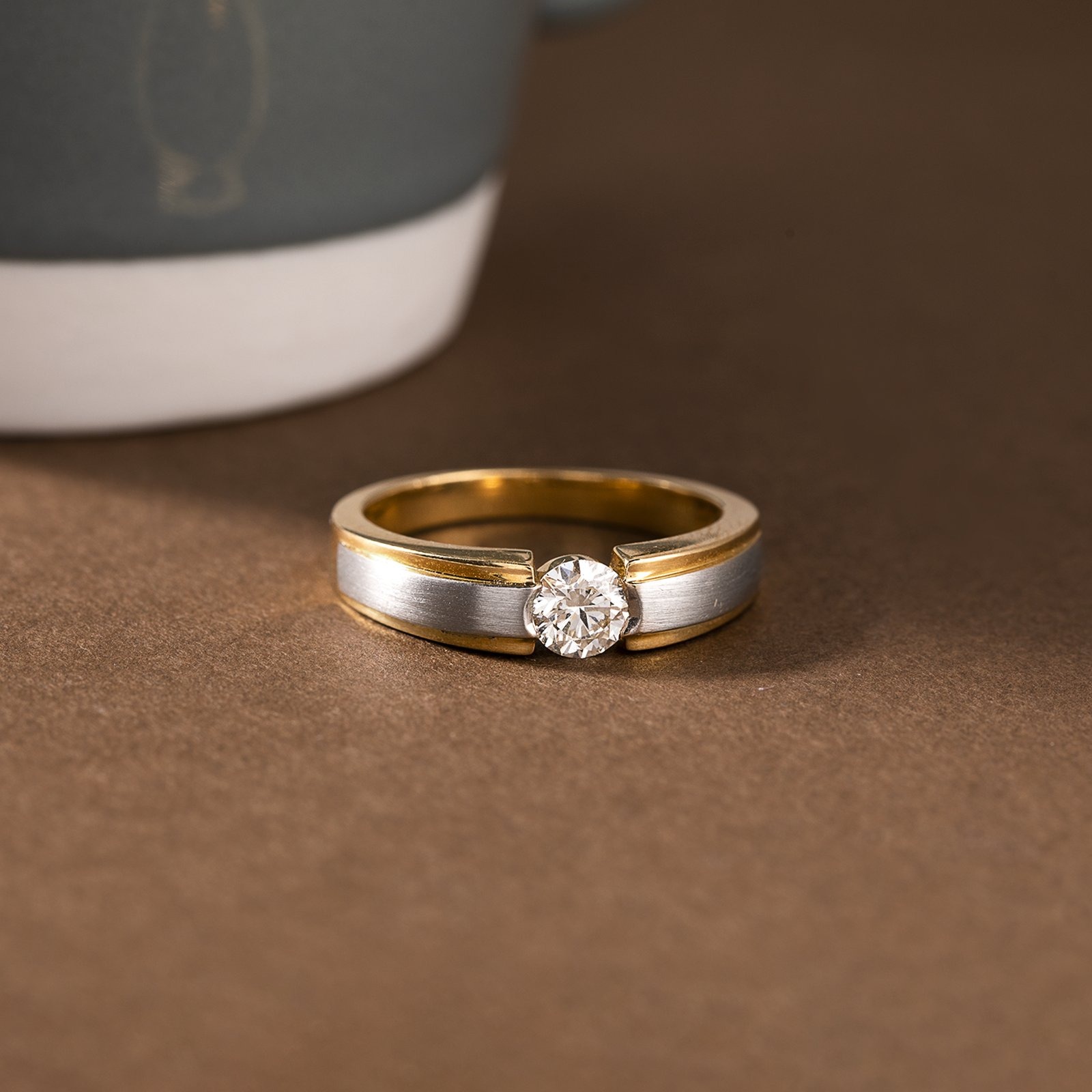 18k Gold Plated Stylish American Fitting Diamond Ring For Men-vachngandaiphat.com.vn