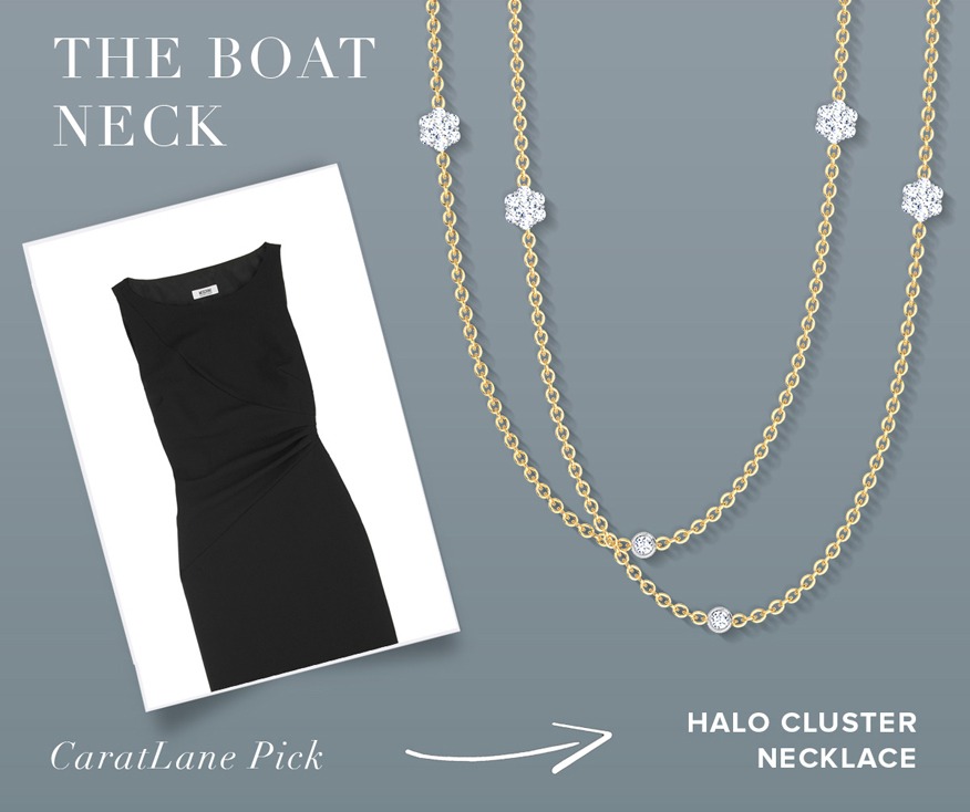 The-Boat-Neck & Halo Cluster Necklace
