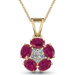 Forever Floral Ruby & Diamond Pendant, 18K Yellow Gold