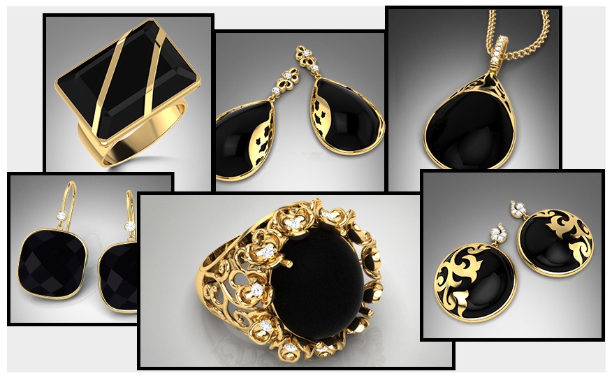Black Onyx and Gold Jewellery