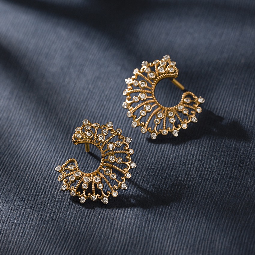 Party Order Antique Gold Plated Chand Bali Earrings
