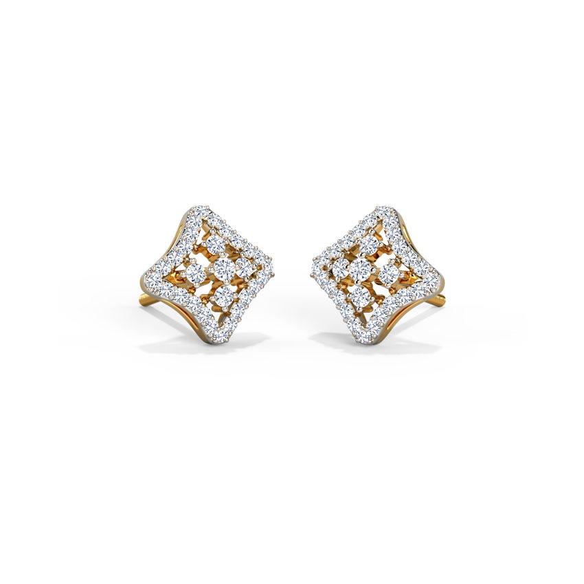 Chequered Diamond Stud Earrings