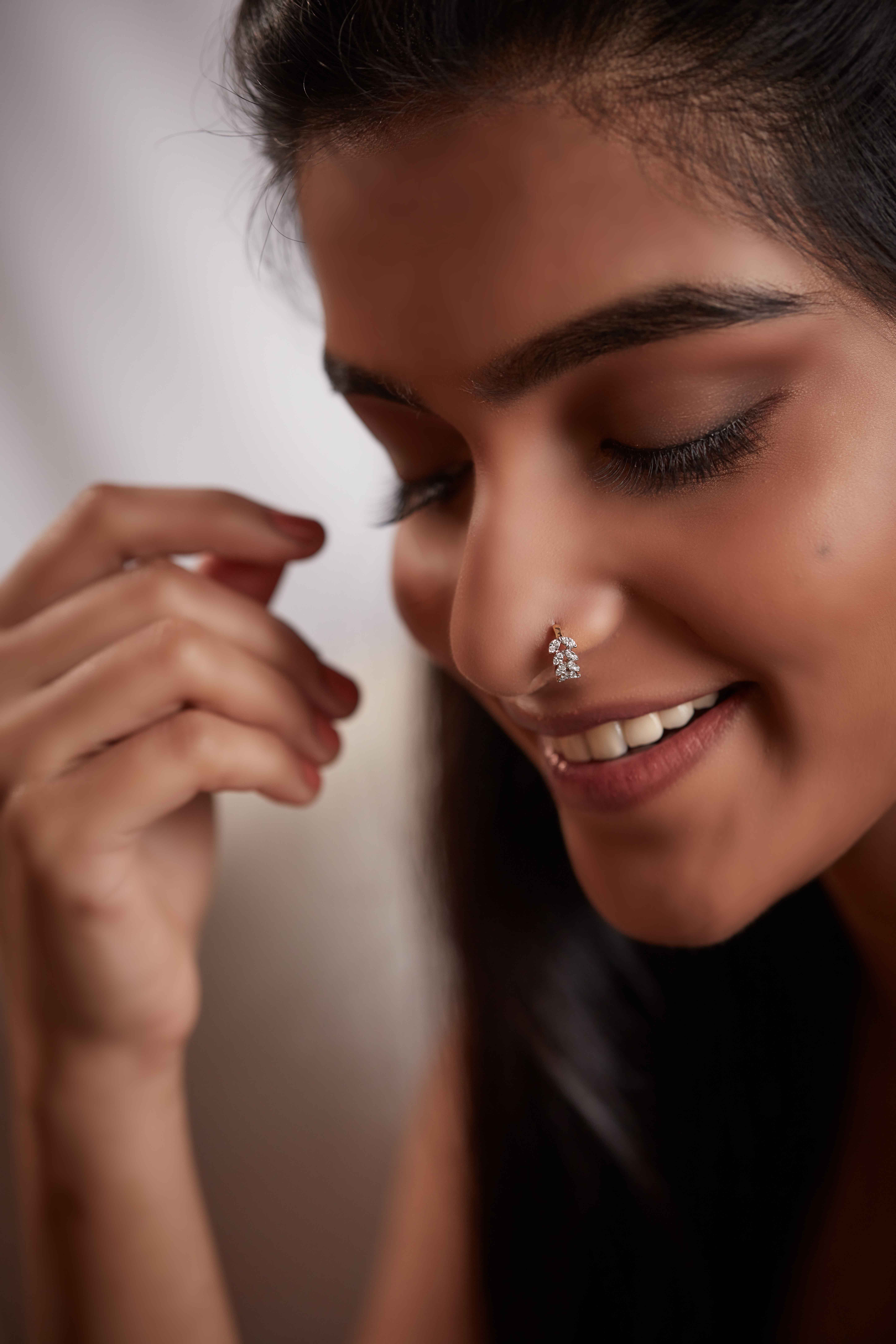 Buy Abhika Creations Golden Flower Nath With White Pearl Hair Chain  Handmade Indian Fashion Jewelry Nath Designer Nose Ring Latest Nathiya Nose  Ring Design Nose Jewelry For Women Indian Wedding Nose Pin