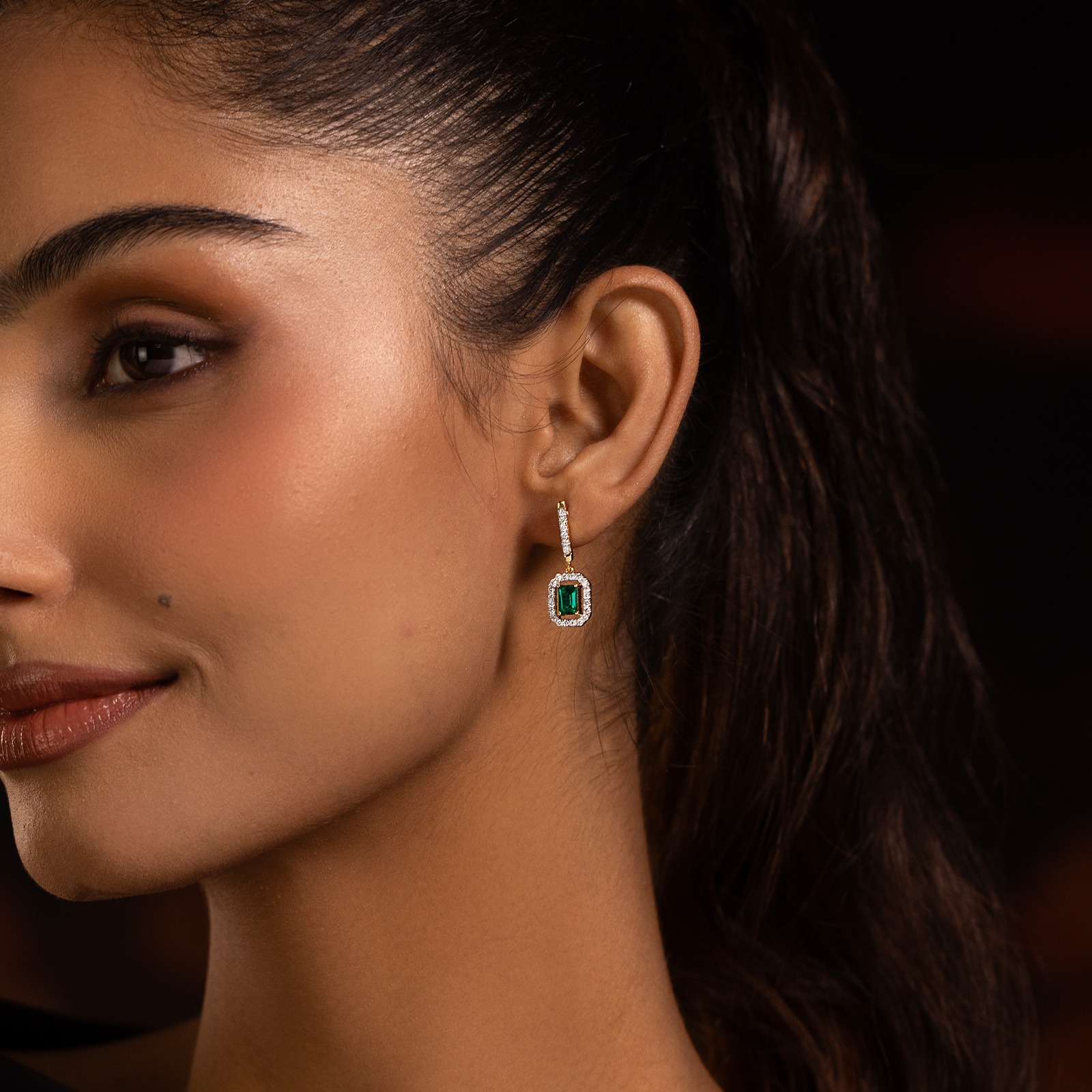 Green Glimmer Flip Gemstone Drop Earrings