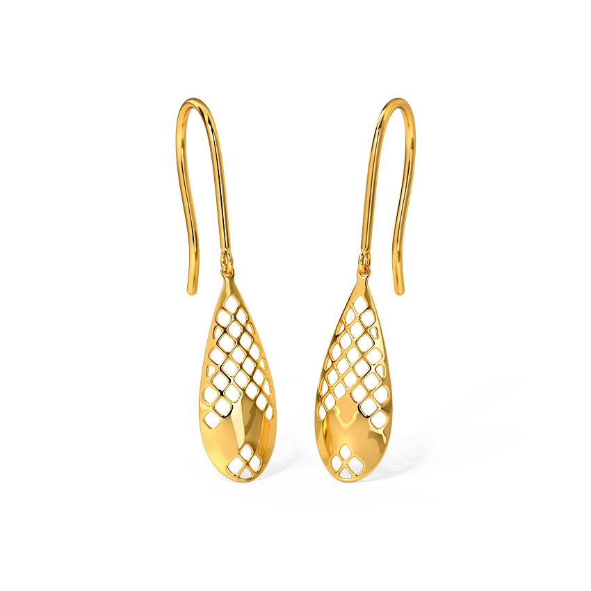 Saima Cutout Gold Drop Earrings