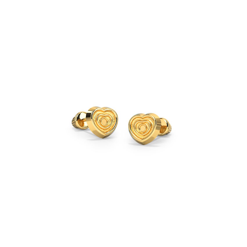 Ripple Hearts Kids' Gold Earrings