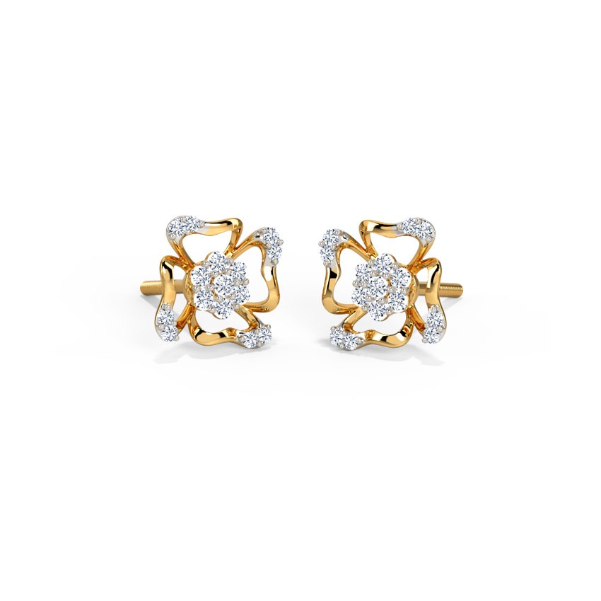 Petite Flower Diamond Stud Earrings