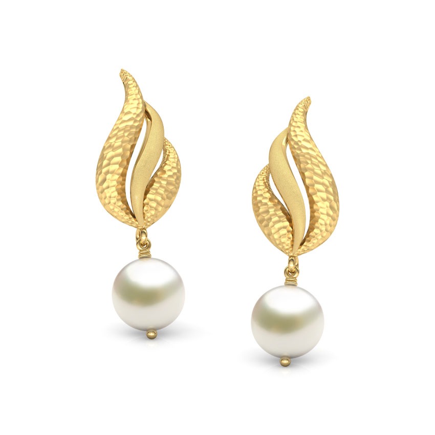Bevan Hammered Pearl Drop Earrings