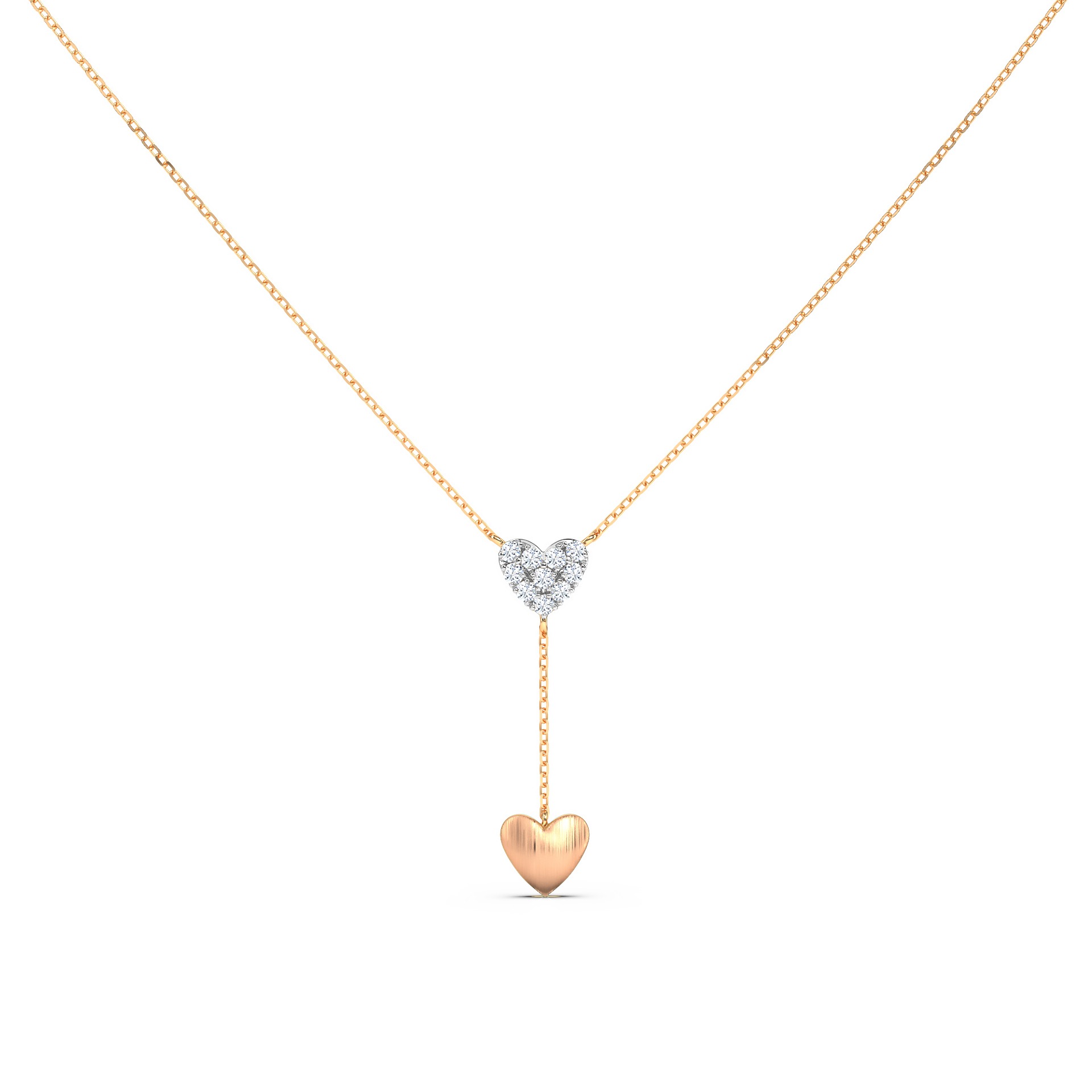 Hearts Simple Diamond Lariat Necklace
