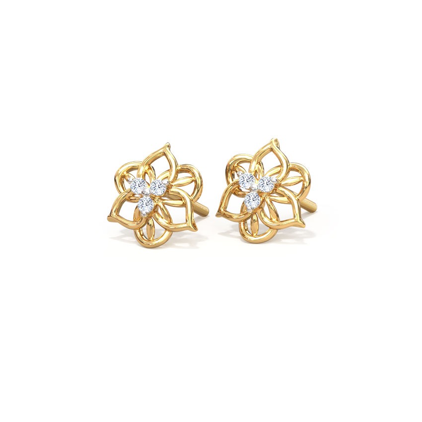 Ornate Bloom Diamond Stud Earrings