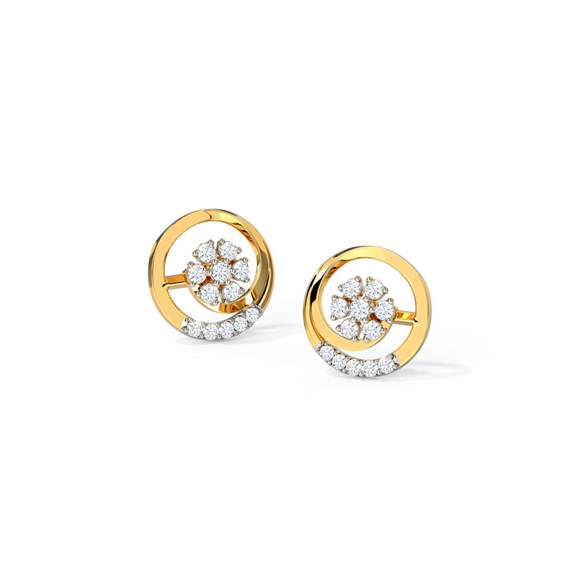 Graceful Swirl Diamond Stud Earrings