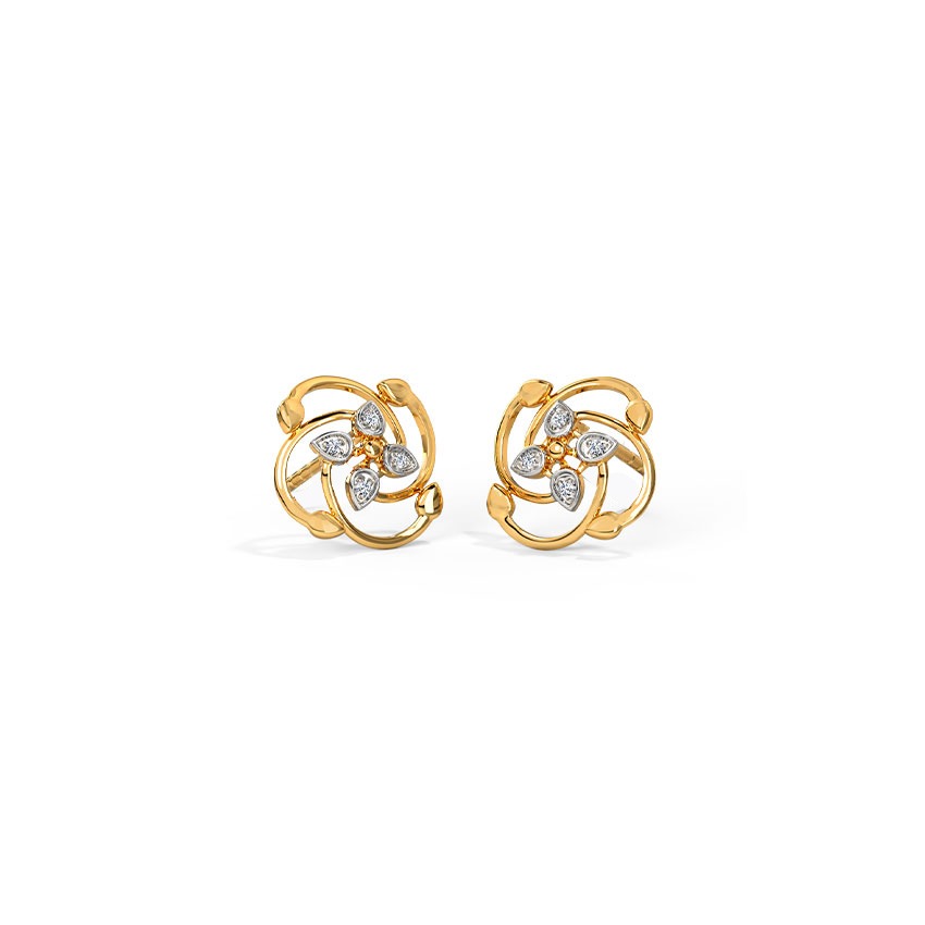 Bright Bloomy Diamond Stud Earrings