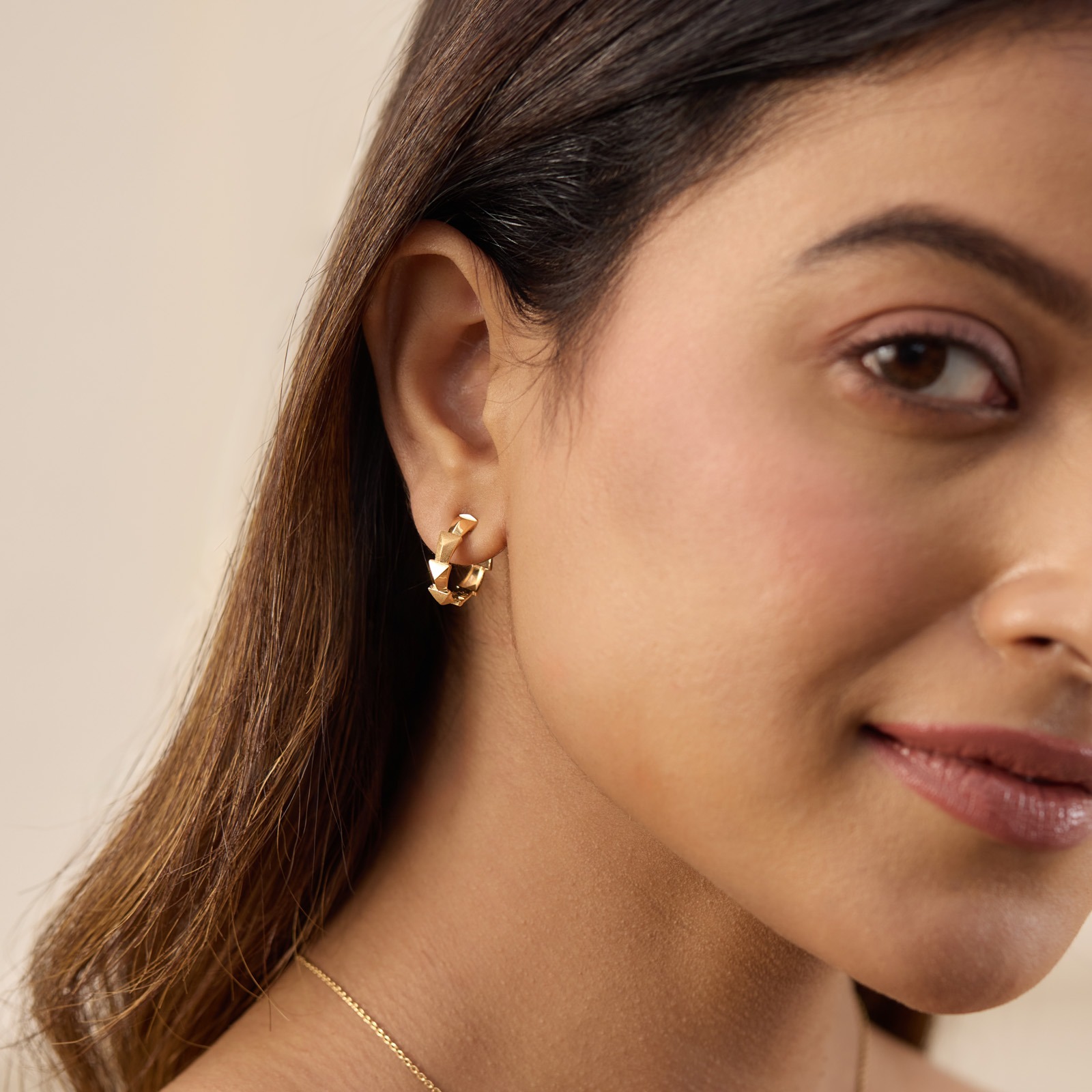 Modern Arch Gold Hoop Earrings