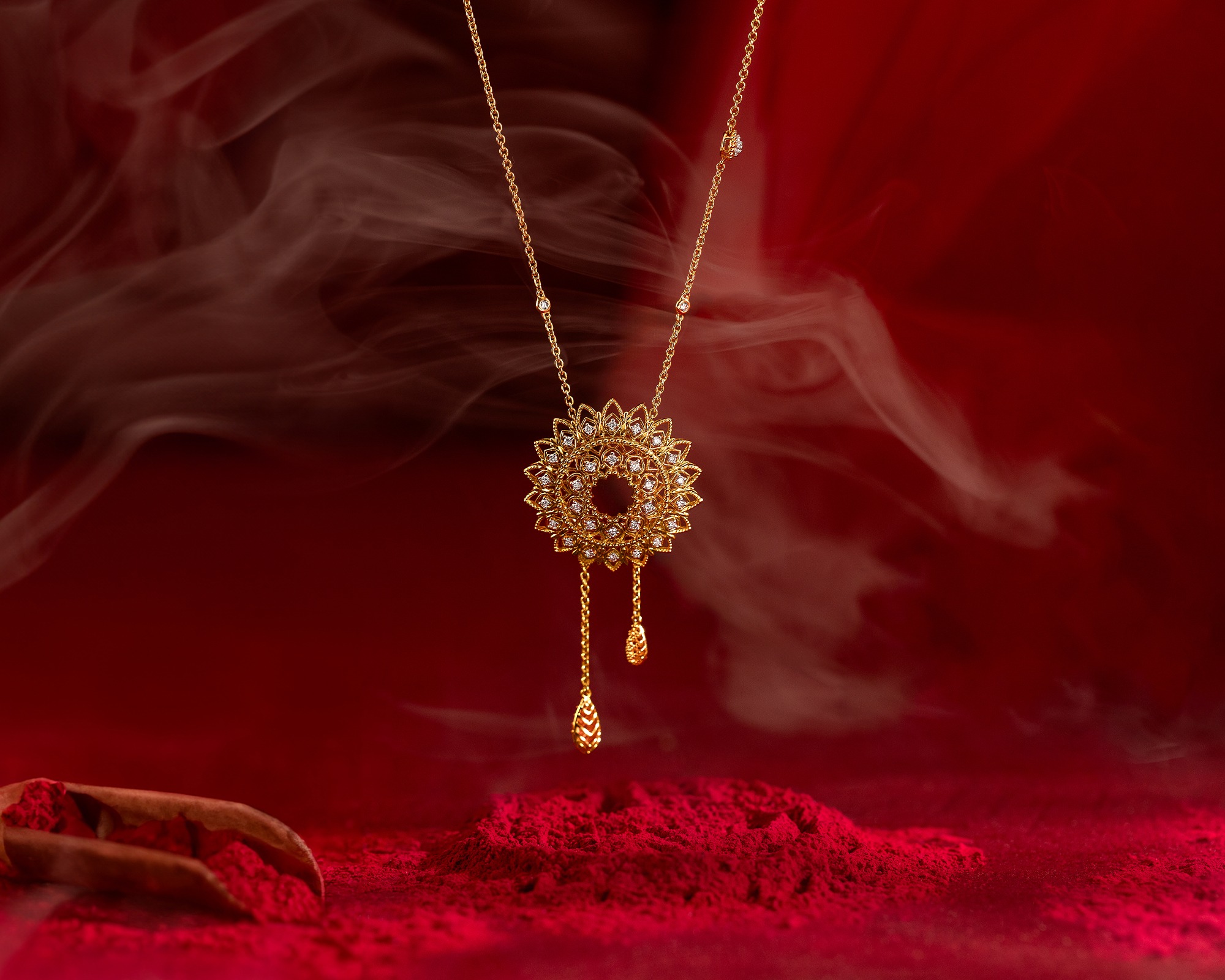 Stunning Gold Jewellery Styling for Durga Puja Ensemble
