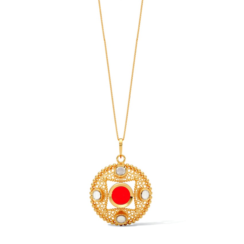 Scarlet Kundan 22KT Gemstone Pendant