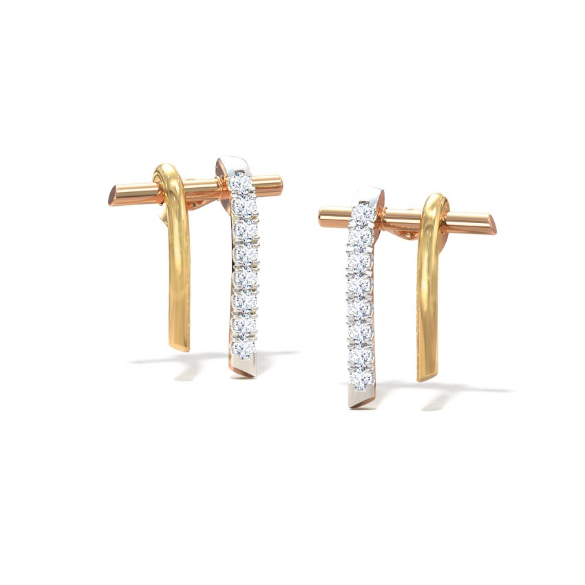 Eva Linear Diamond Stud Earrings