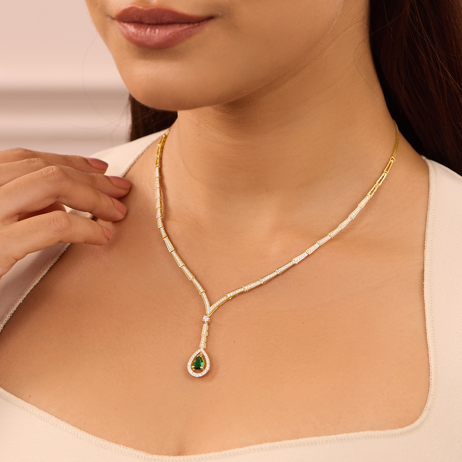 Gleaming Green Gemstone Necklace