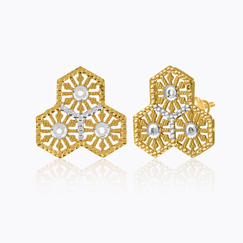 Trio 22KT Gold Stud Earrings