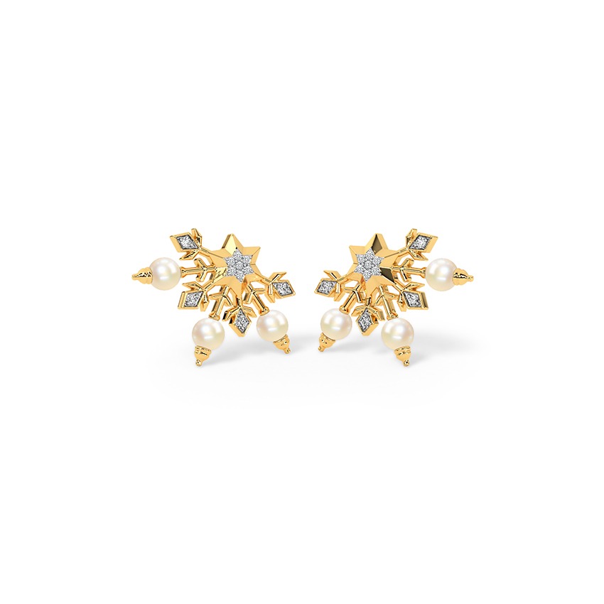 Frozen Snow Flake Pearl Earrings