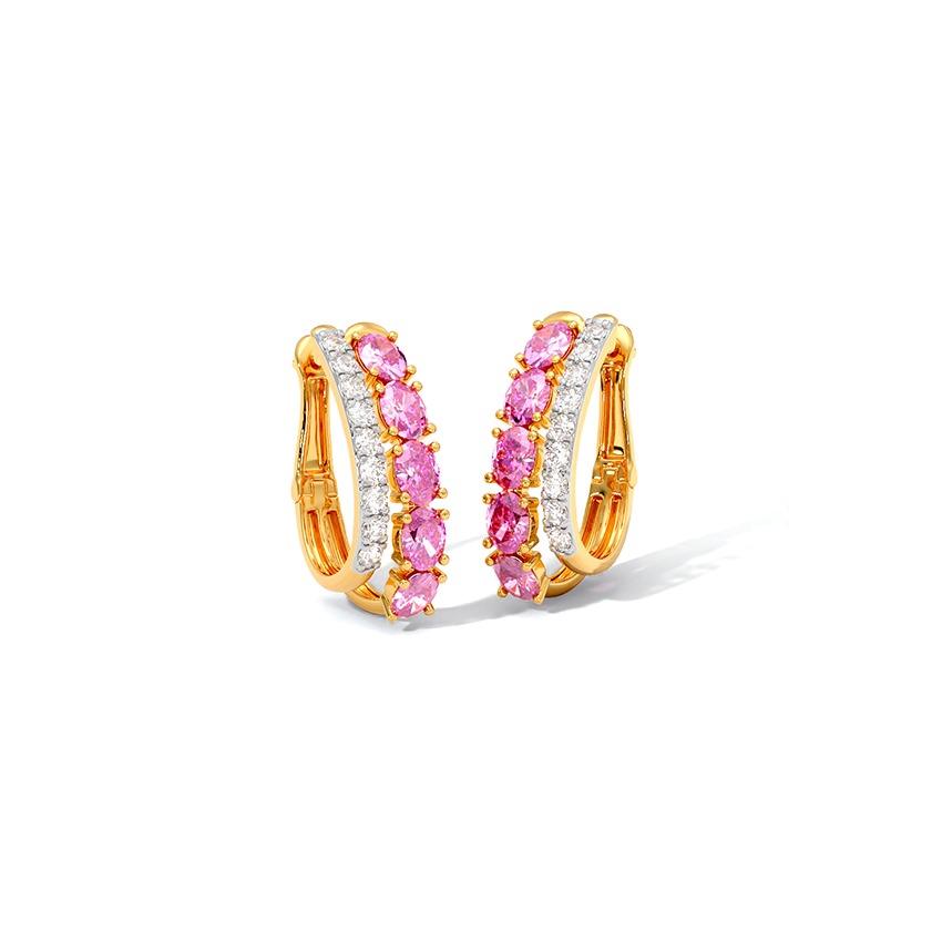 Pink Streaks Gemstone Hoop Earrings