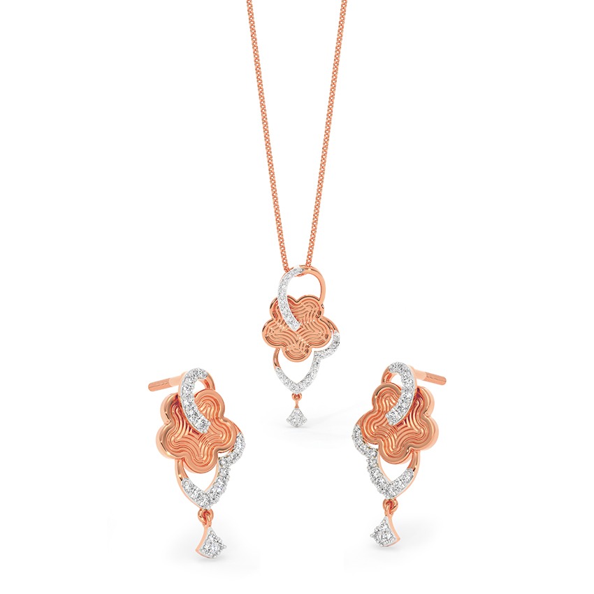 Patina Texture Diamond Pendant Set