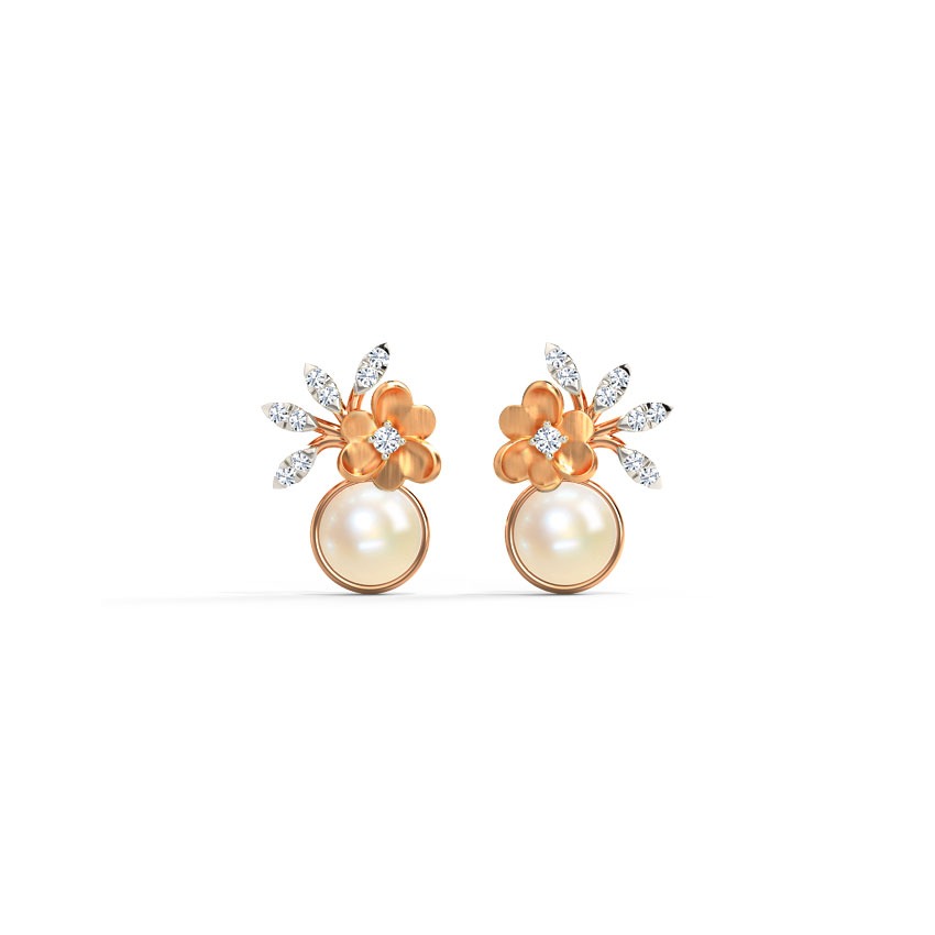 Gardenial Pearl Stud Earrings