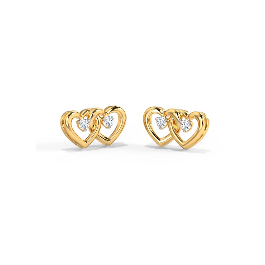 Shining Hearts Diamond Stud Earrings