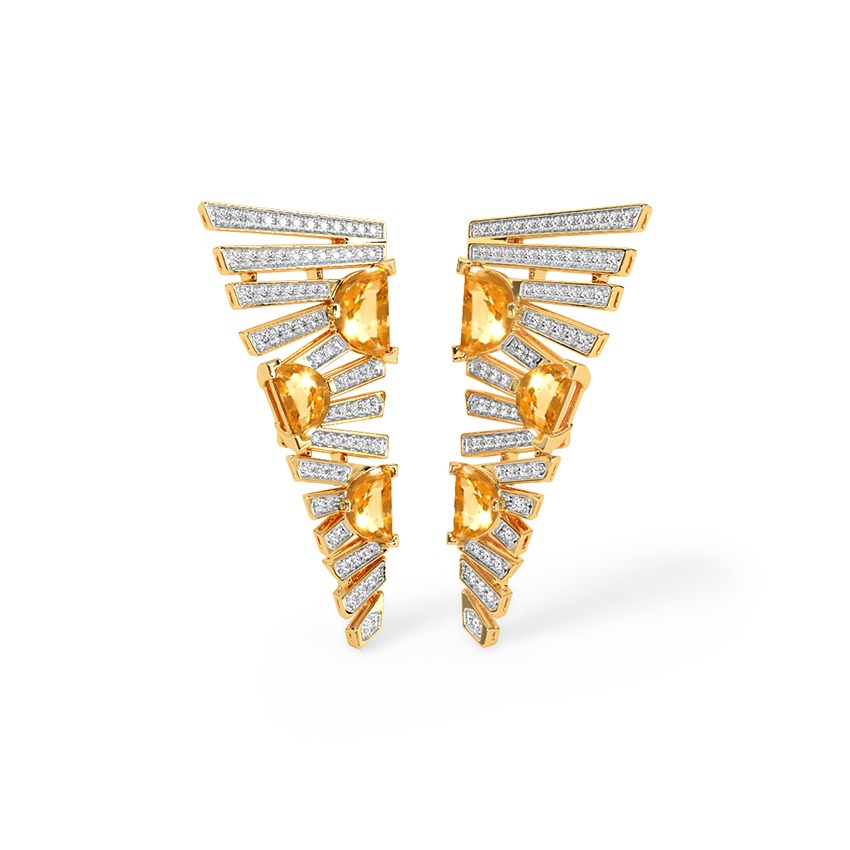 Golden Bleams Gemstone Drop Earrings