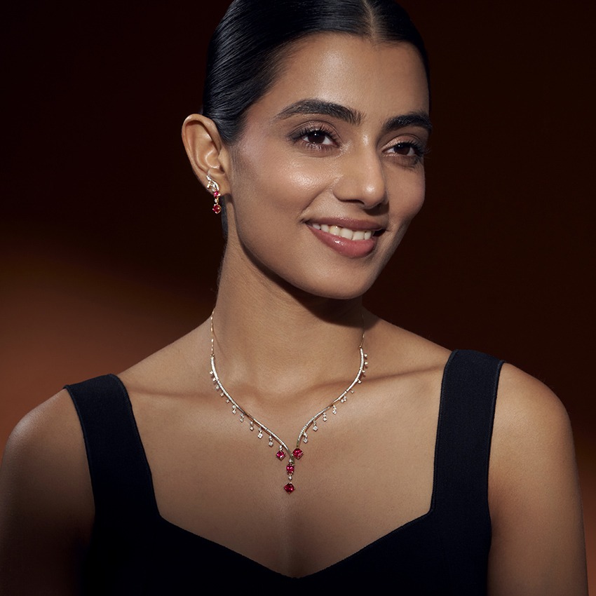 Scarlet Cascade Gemstone Necklace