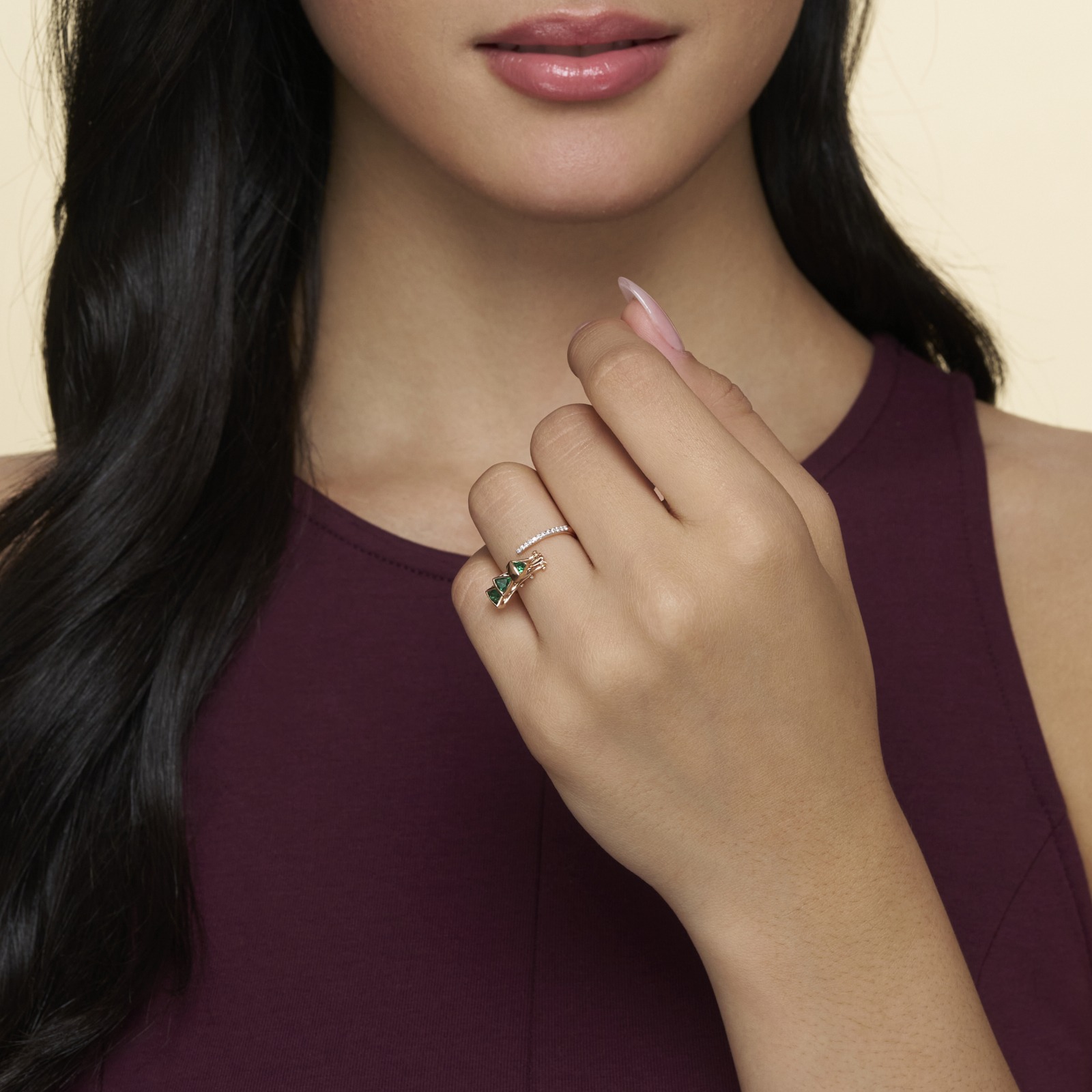 Verdant Flip Gemstone Open Ring