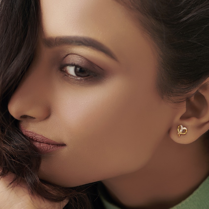 Ivory Heart Diamond Stud Earrings