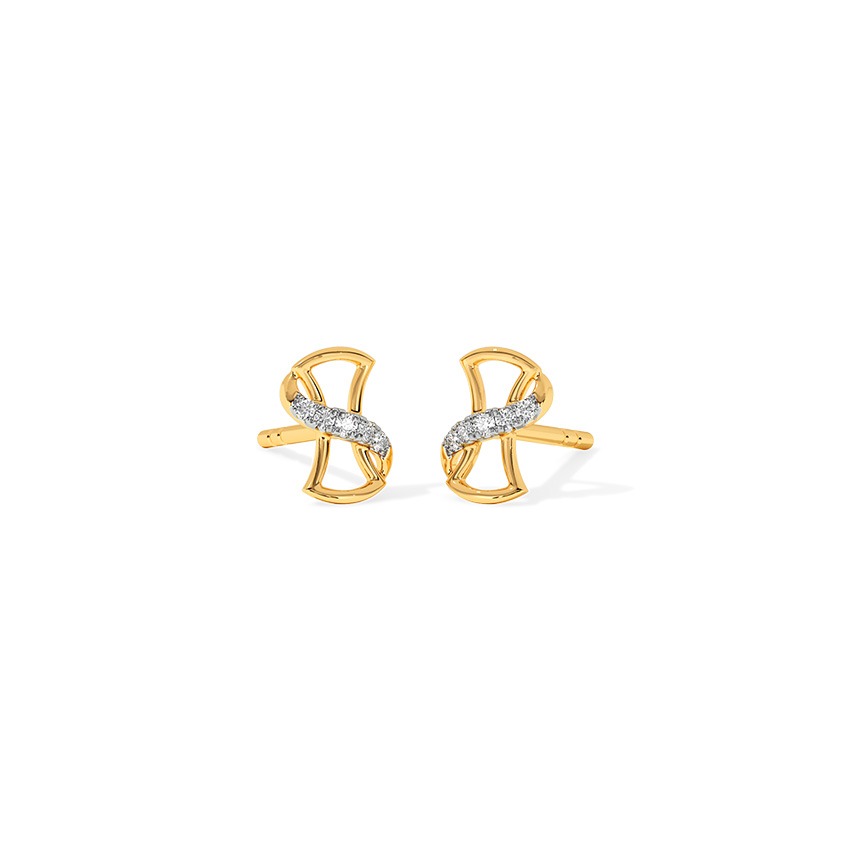 Fusion Line Diamond Stud Earrings