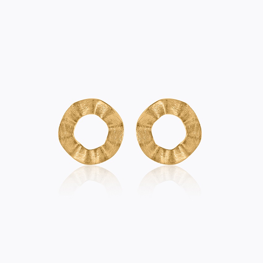 Wave 22KT Gold Stud Earrings