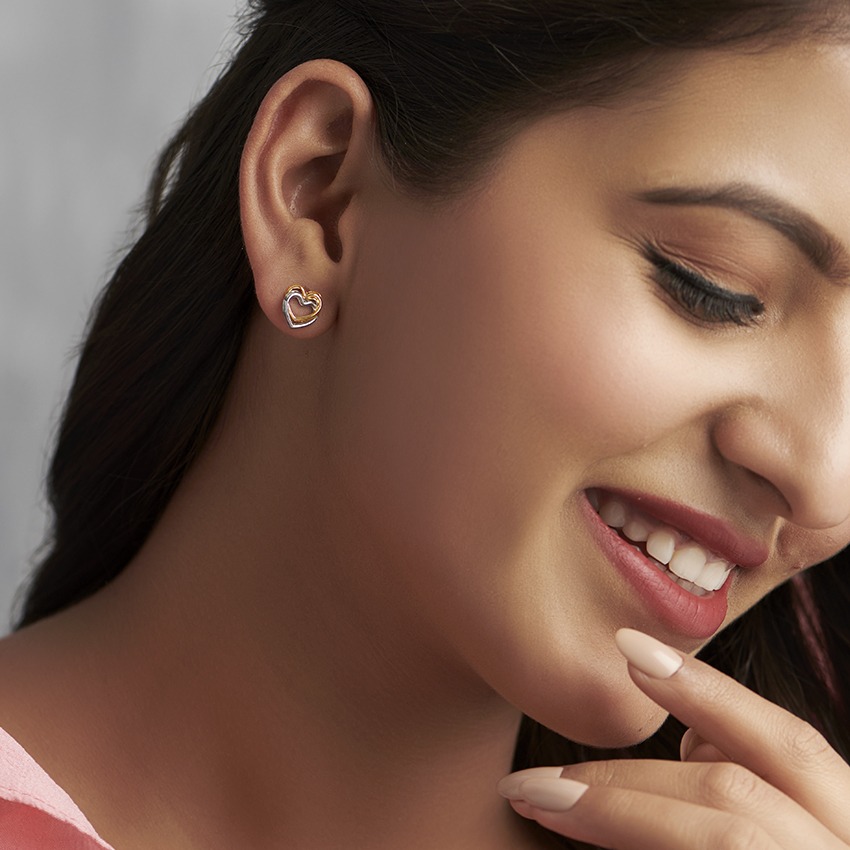 Two tone Heart Earring