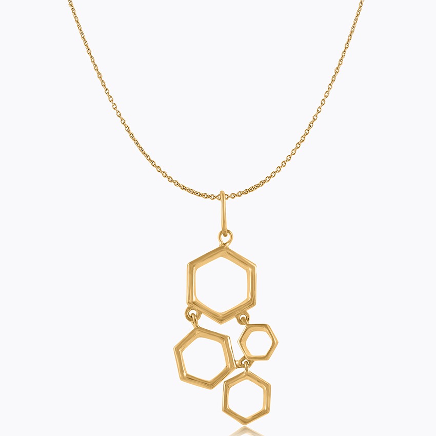 Swinging Hexagon 22KT Gold Pendant