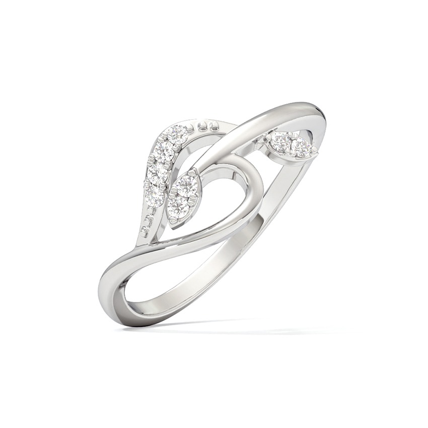 Swirl 925 Silver Diamond Ring