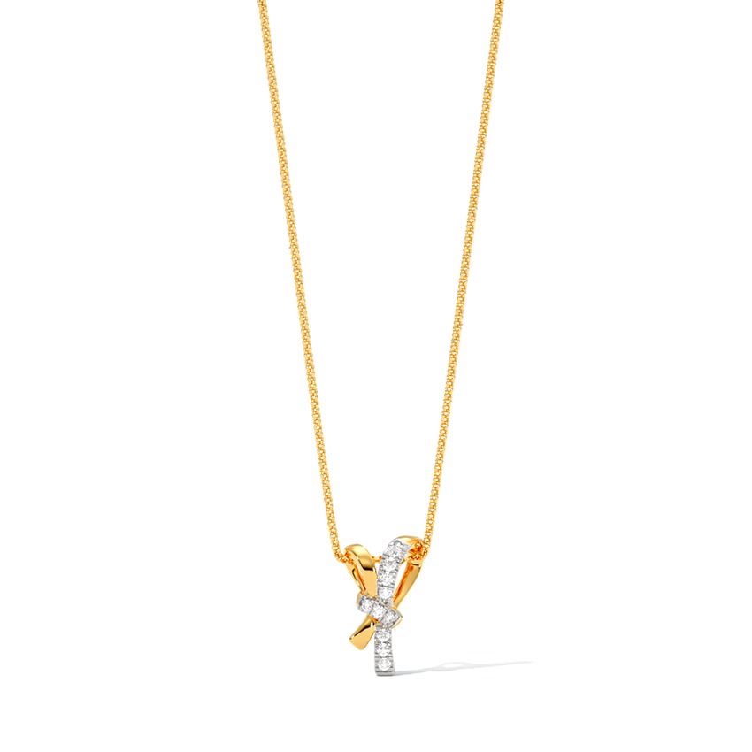 Dainty Bow 9KT Diamond Pendant