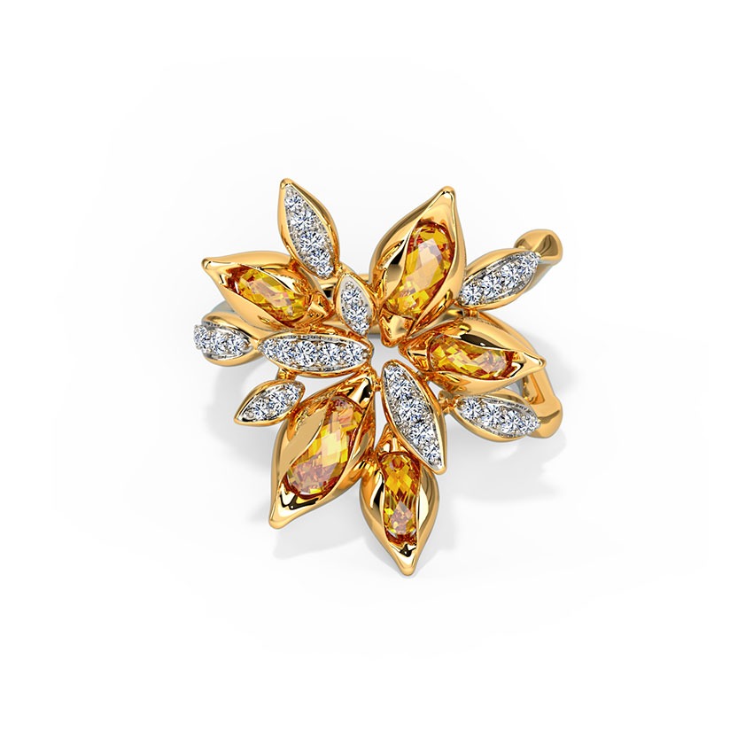 Gliitering Blossom Gemstone Ring