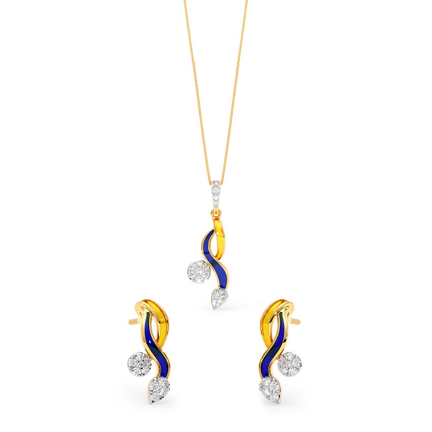Blooming Twist Diamond Pendant Set
