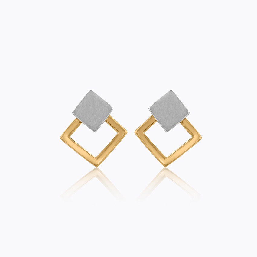 Dual Square 22KT Gold Stud Earrings