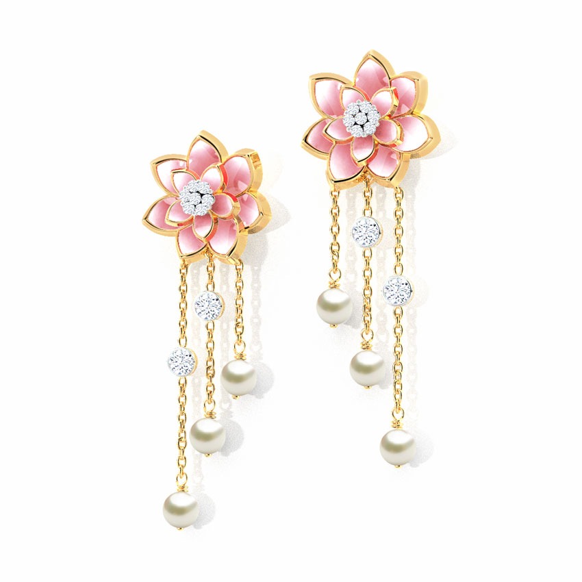 Lotus Pearl Drop Earrings