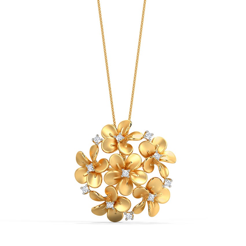 Plumeria Cluster Diamond Pendant