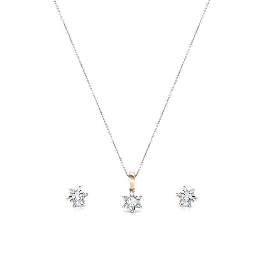 Floret Miracle Plate Diamond Pendant Set