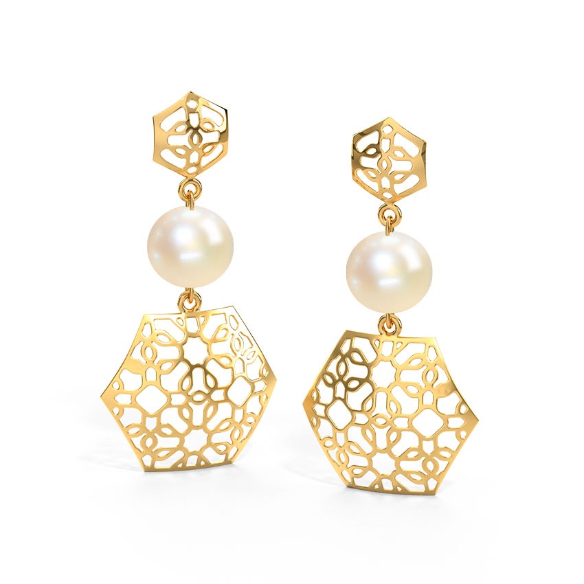 Twain Cutout Pearl Drop Earrings