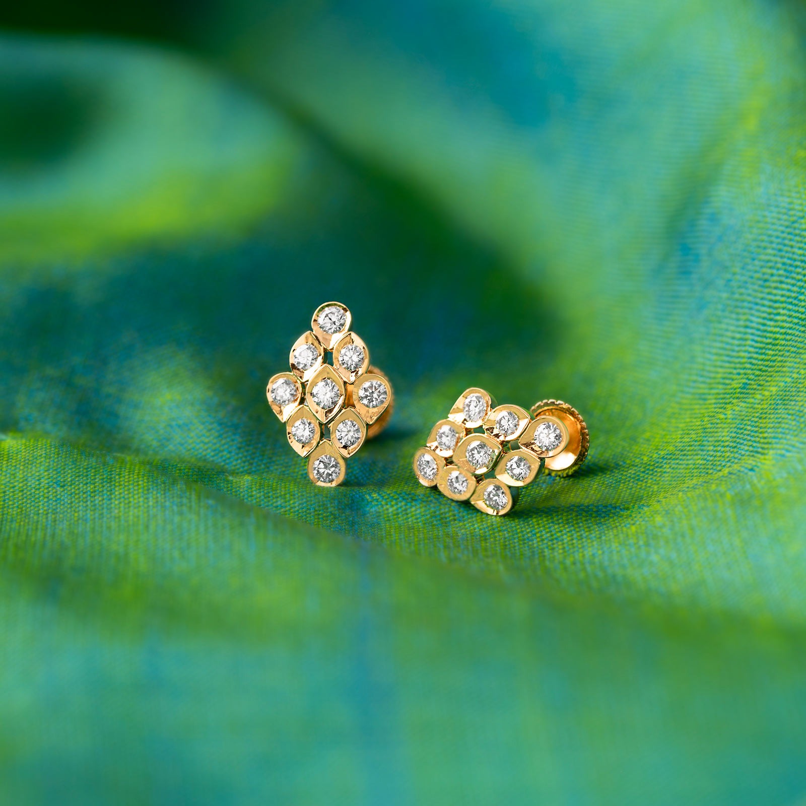 Kavarcci 22k Gold and Diamond Stud Earrings