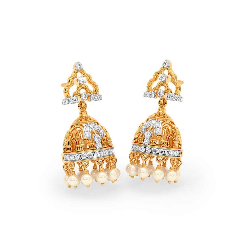 Pearl Allure Gemstone Jhumkas