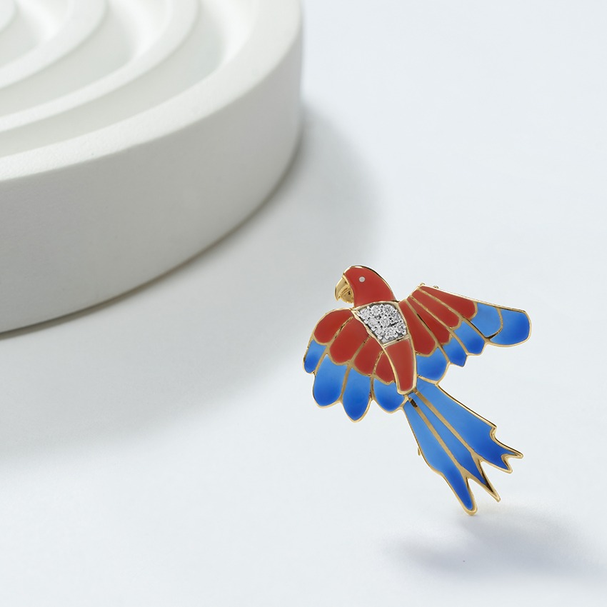 Macaw Diamond Convertible Brooch Pendant